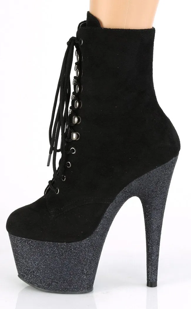 ADORE-1020FSMG Black Suede & Glitter Boots